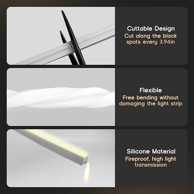 LED Strip Lights Warm White 3000K,9.8ft 110-120V Neon Rope Lights,Flexible Silicone Outdoor Waterproof Neon Strip Lights for Bedroom,Mirror,Kitchen Cabinet, Living Room,Halloween Decor