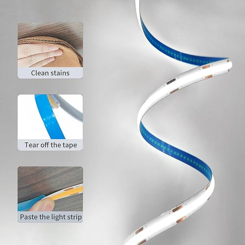 5V LED Strip Lights, White USB LED Light Strip, 3.28FT Dimmable Cob LED Strip Light, High Brightness Short LED Strip for Display Cabinet, Living Room, TV Lights