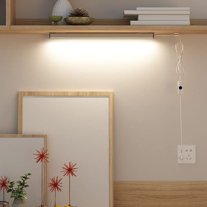 Under Cabinet Led Lighting, 12 Inch Light Strip Bar, Daylight White 5000K Dimmable Plug in USB Light, Small Thin Led Under Counter Lighting for Kitchen/Room/Shelf/Desk/Display Case