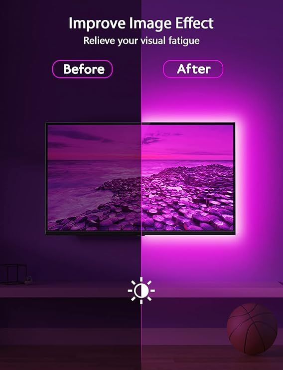 LED Lights for TV Led Backlight, 9.84 RGB Led Strip Lights USB TV Lights Behind 32-43 TV, APP Remote Control Music Sync TV LED Lights