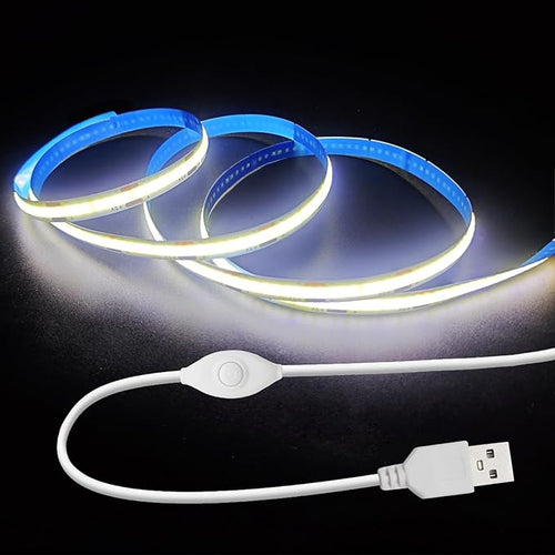 5V LED Strip Lights, White USB LED Light Strip, 3.28FT Dimmable Cob LED Strip Light, High Brightness Short LED Strip for Display Cabinet, Living Room, TV Lights