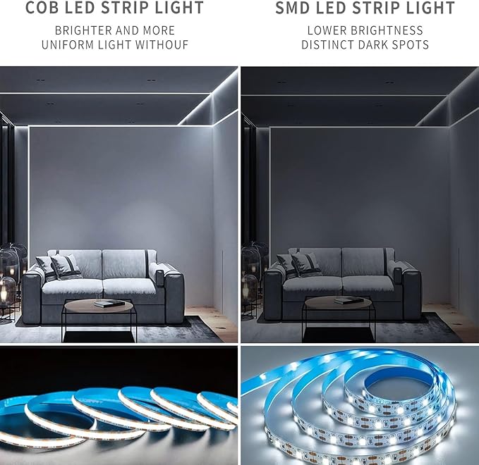 5V LED Strip Lights, White USB LED Light Strip, 3.28FT Dimmable Cob LED Strip Light, High Brightness Short LED Strip for Display Cabinet, Living Room, TV Lights