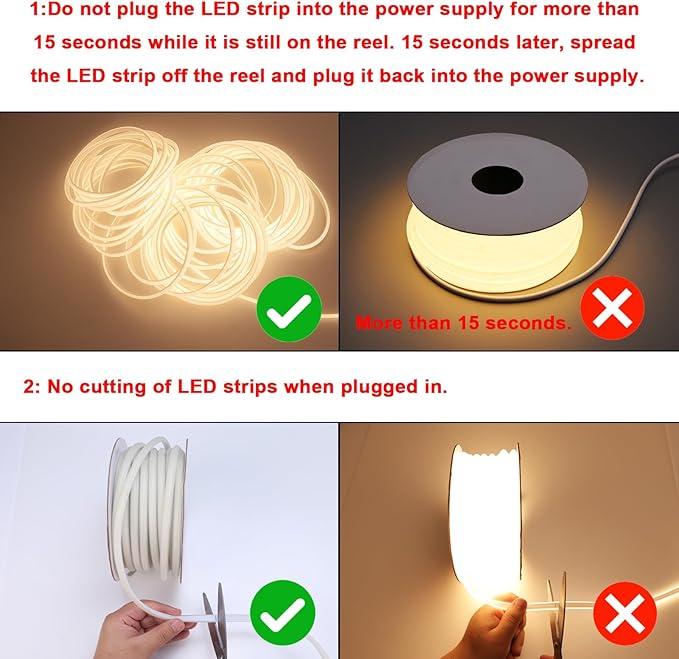 110V COB LED Strip Lights Outdoor Waterproof 65.6ft, 3000K Warm White Super Bright 200W CRI 90+ LED Rope Light, IP65 Flexible Cuttable, for Bedroom Garden Commercial House