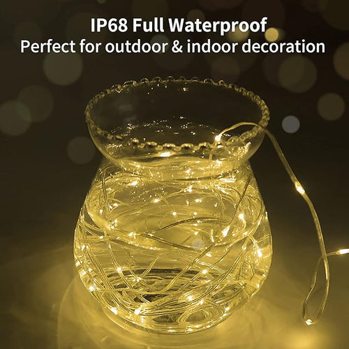 2 Pack Fairy String Lights Plug in, 33Ft 100 Micro Starry LED Twinkle Fairy Lights IP68 Full Waterproof with Remote for Bedroom Garden Christmas Decor (Warm White)