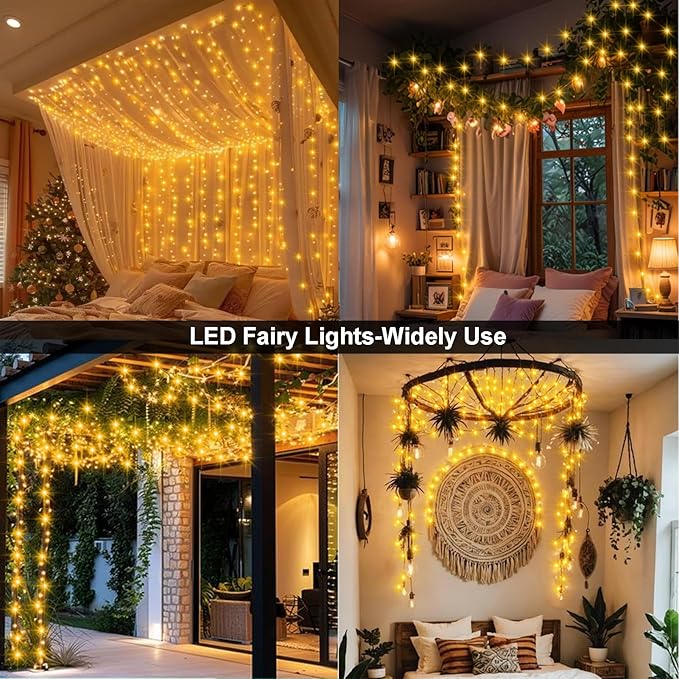2 Pack Fairy String Lights Plug in, 33Ft 100 Micro Starry LED Twinkle Fairy Lights IP68 Full Waterproof with Remote for Bedroom Garden Christmas Decor (Warm White)