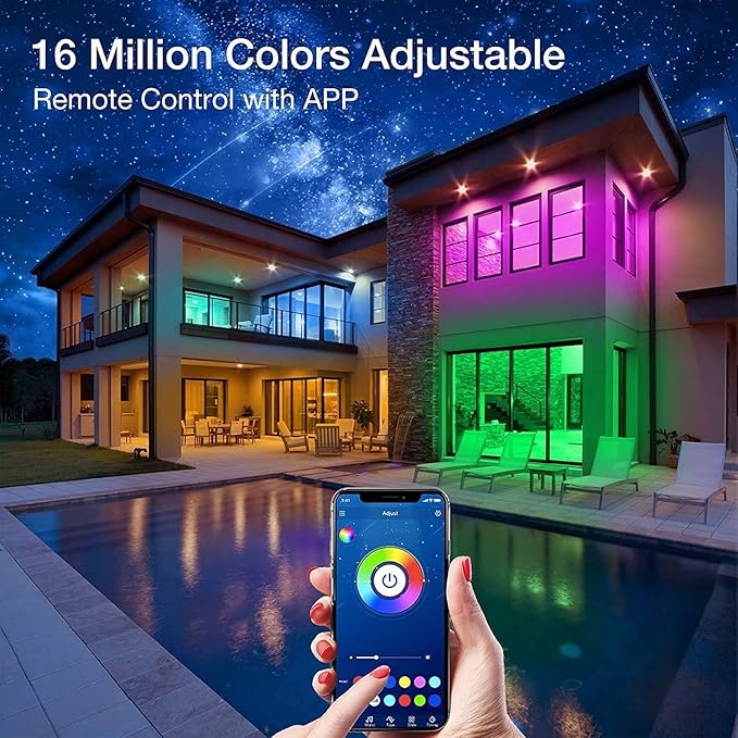 Smart RGB LED Strip Lights Kit with App Control, 16 Million Colors, Waterproof Outdoor Decorative Light, Remote Included