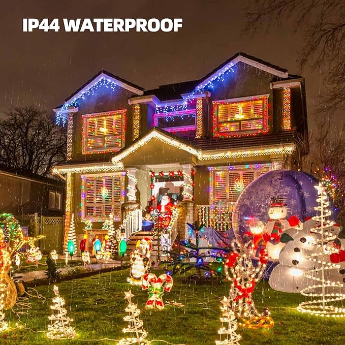 Outdoor Warm White Christmas String Lights 20FT, 50 Mini Clear Bulbs with Green Wire, UL Certified Waterproof Holiday Lighting