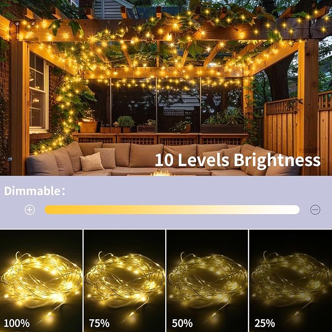 2 Pack Fairy String Lights Plug in, 33Ft 100 Micro Starry LED Twinkle Fairy Lights IP68 Full Waterproof with Remote for Bedroom Garden Christmas Decor (Warm White)