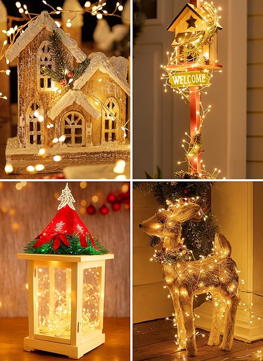 Fairy Lights Battery Operated - 10Ft 120 LED Firecracker String Lights Waterproof Silver Wire Starry Firefly Light for DIY Wreath Weeding Indoor Outdoor Christmas Decorations